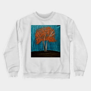 Silver tree with copper leaves in a storm Crewneck Sweatshirt